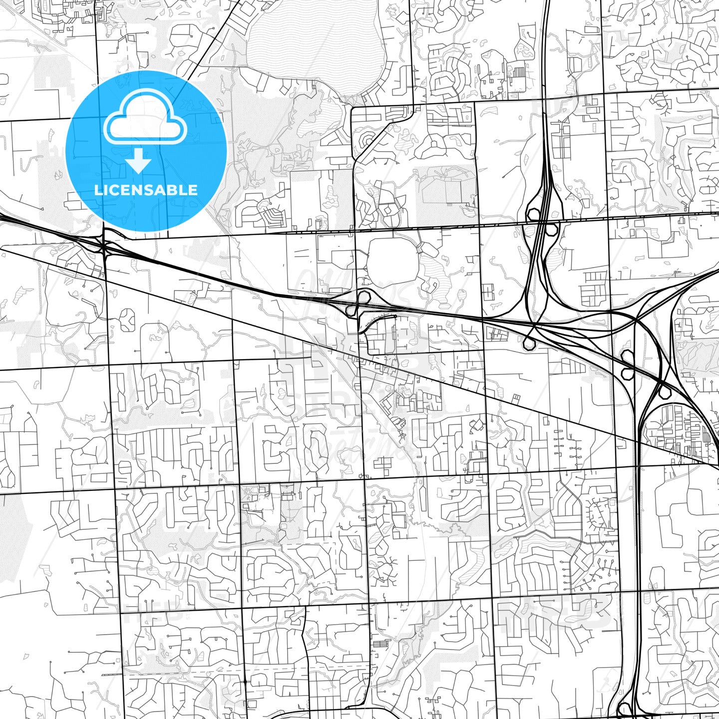 Vector PDF map of Novi, Michigan, United States