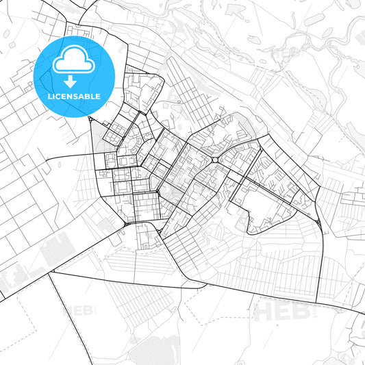 Vector PDF map of Novokuybyshevsk, Russia