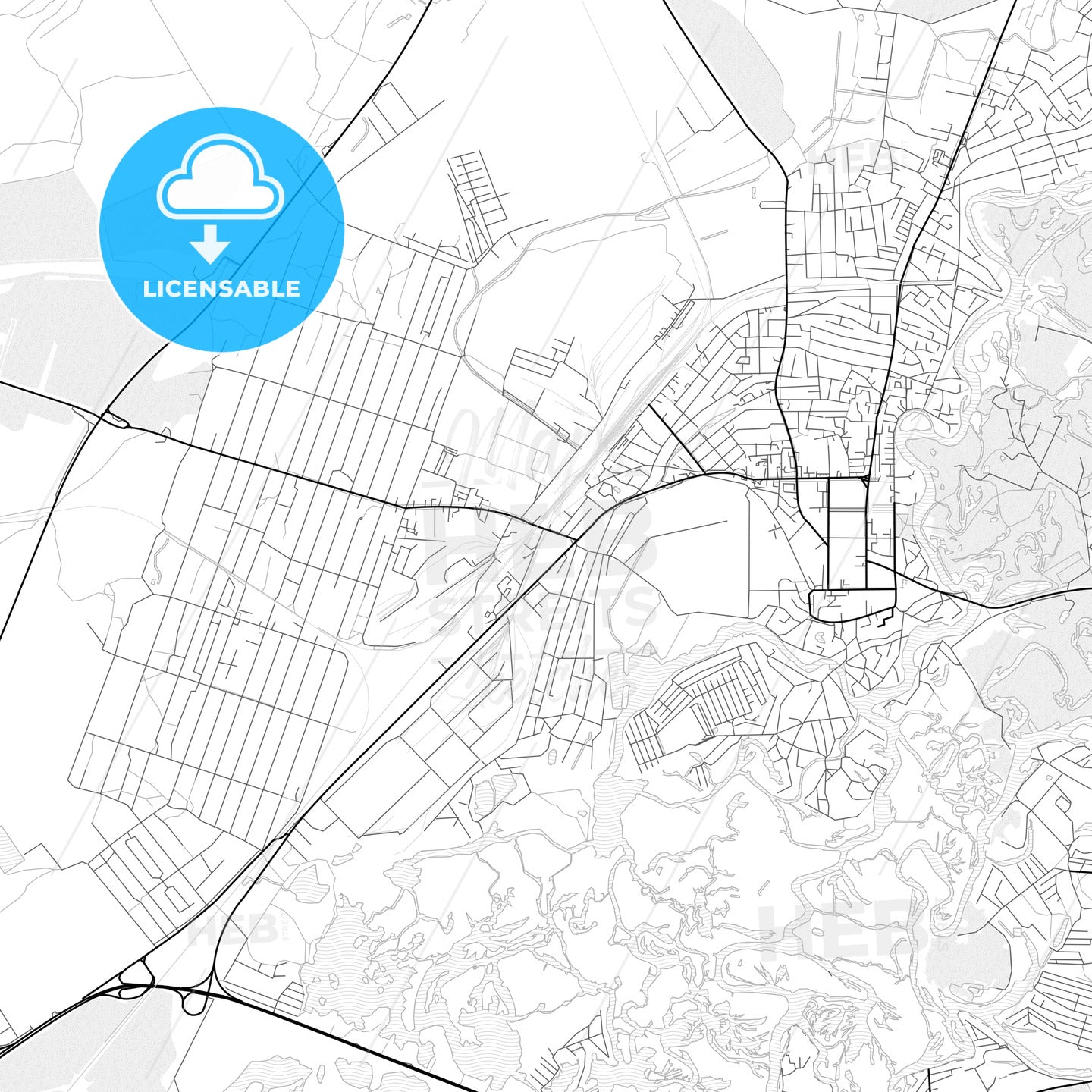 Vector PDF map of Novomoskovsk, Ukraine