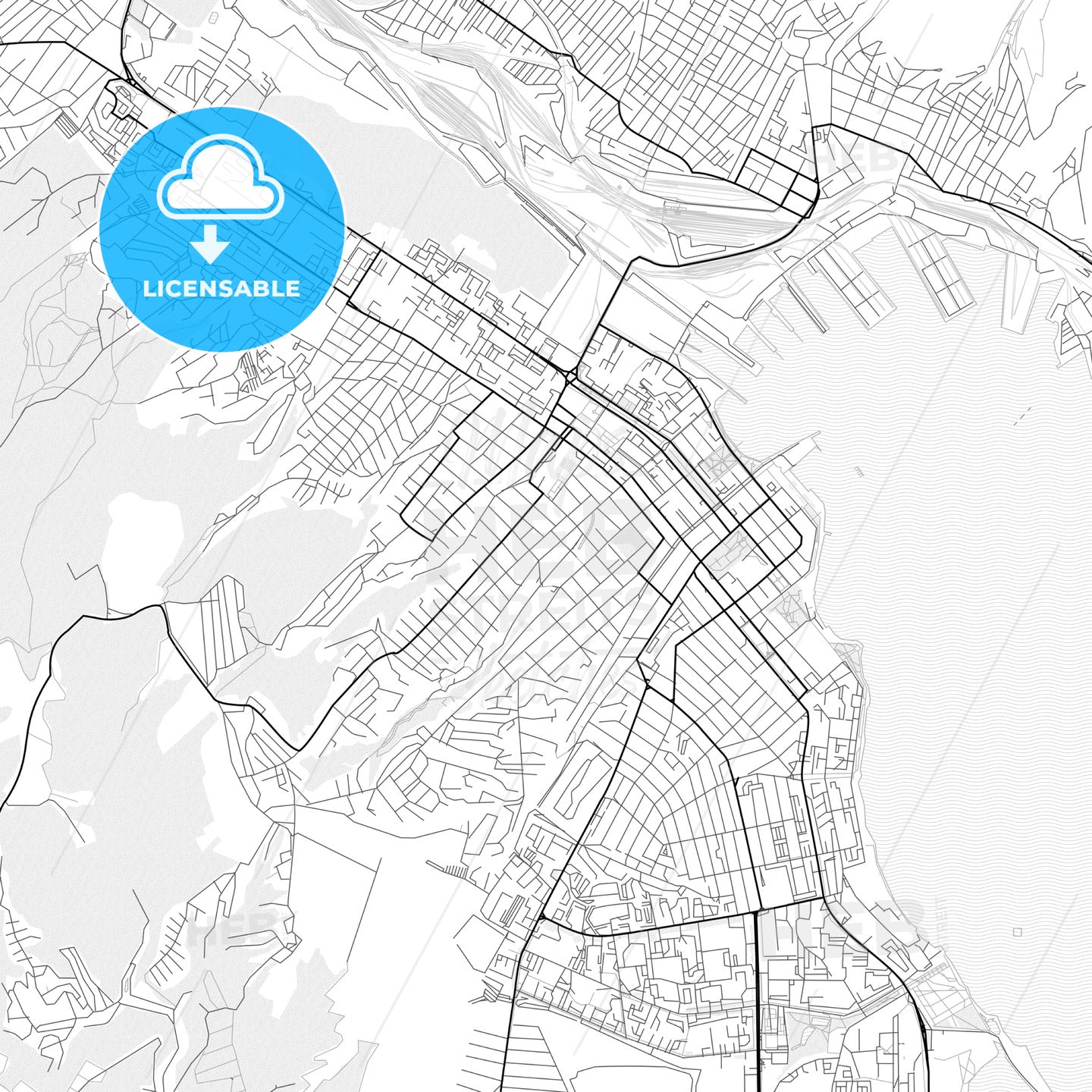 Vector PDF map of Novorossiysk, Russia