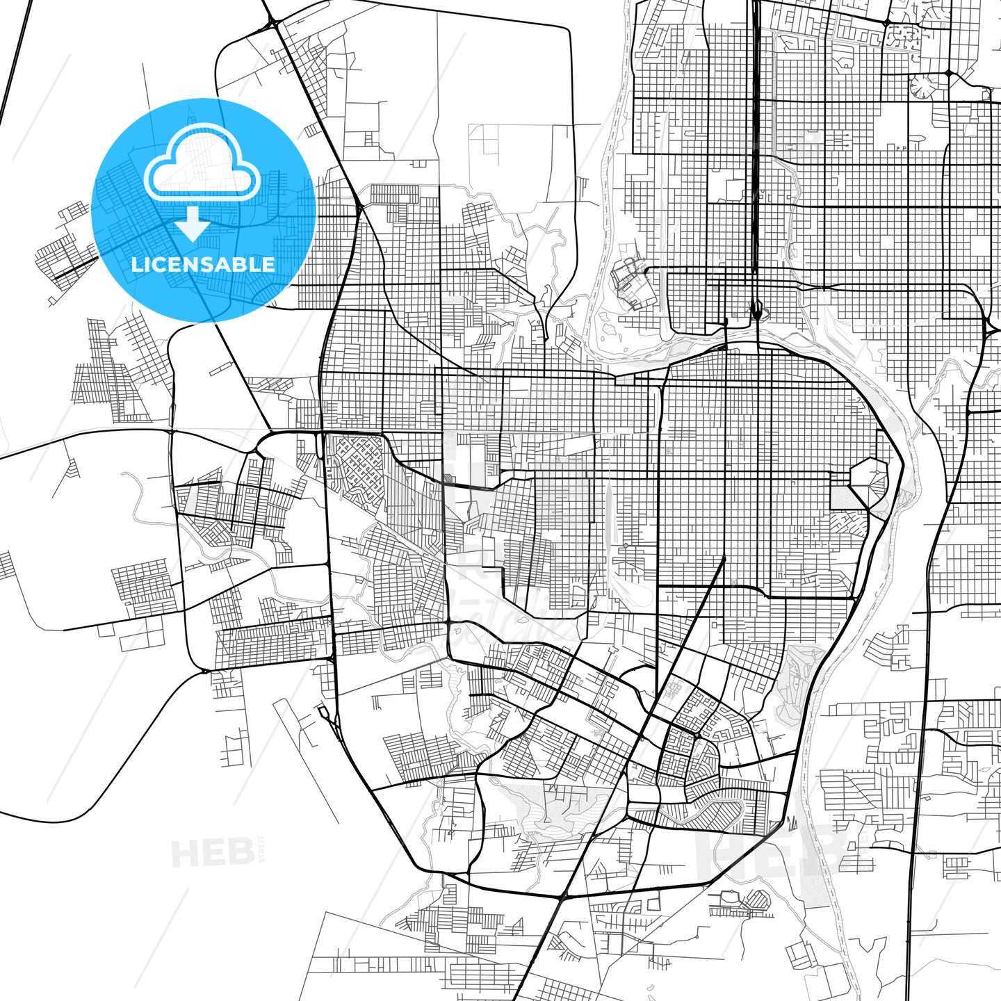 Vector PDF map of Nuevo Laredo, Mexico
