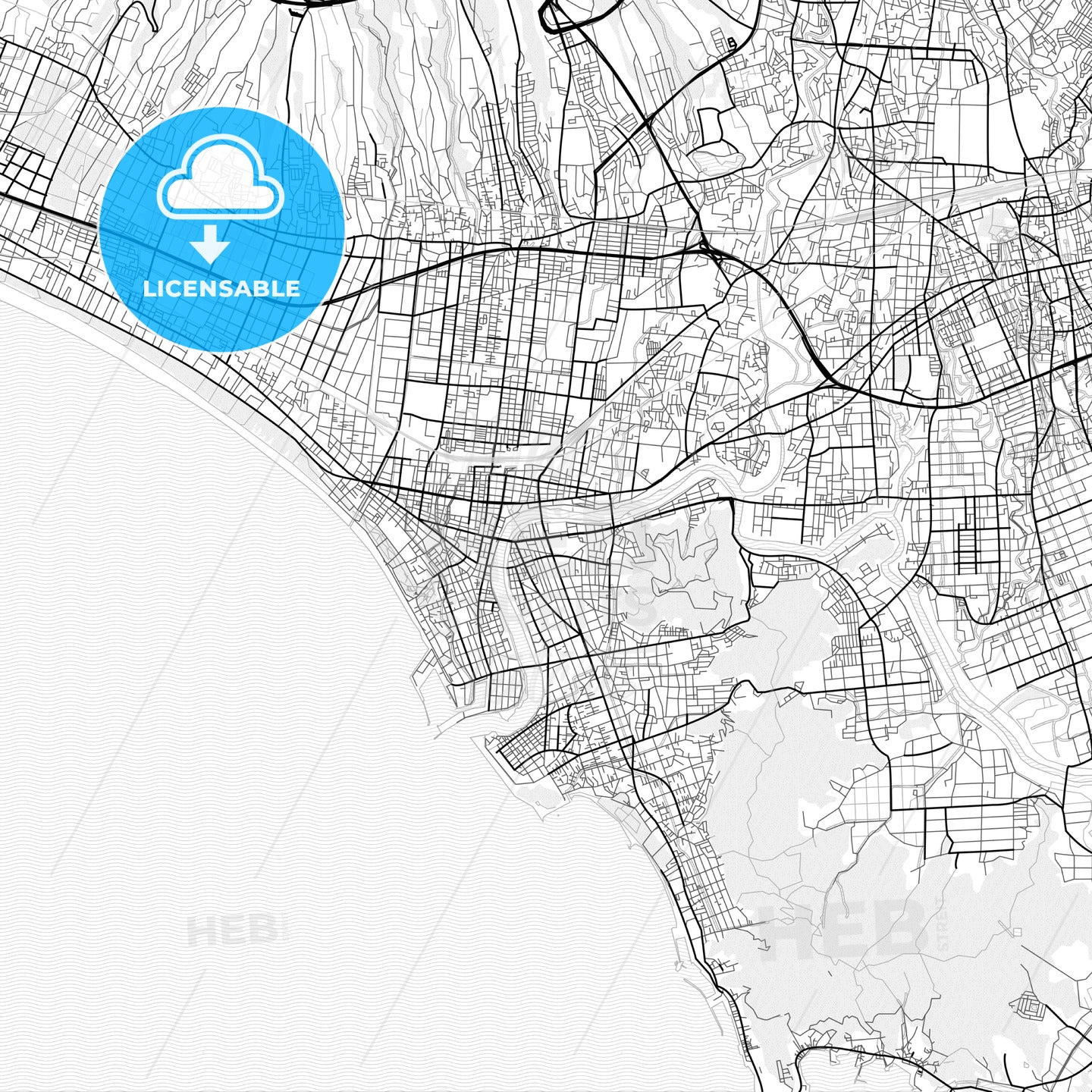 Vector PDF map of Numazu, Japan