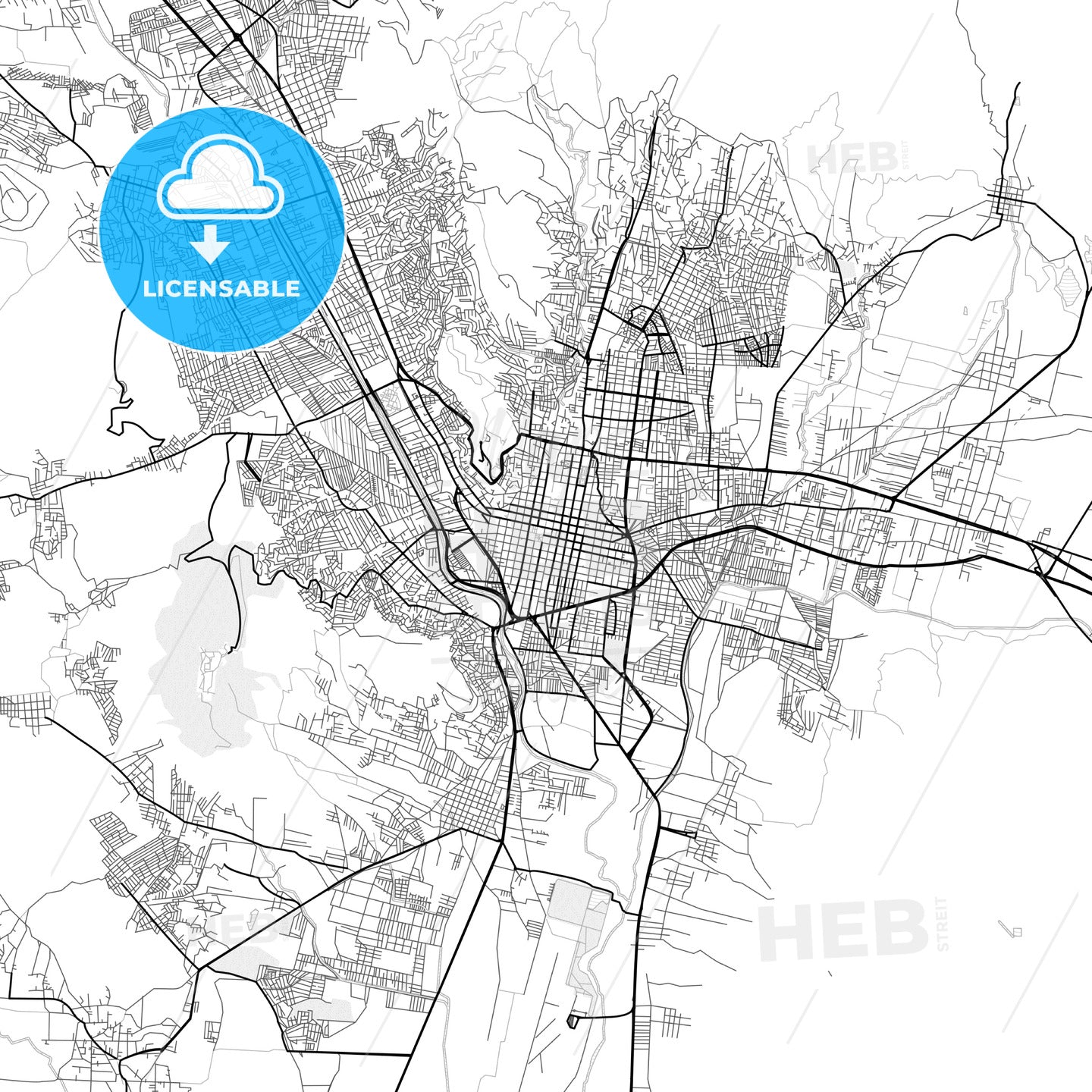 Vector PDF map of Oaxaca, Mexico