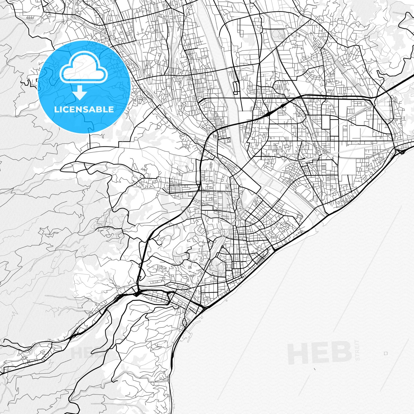 Vector PDF map of Odawara, Japan