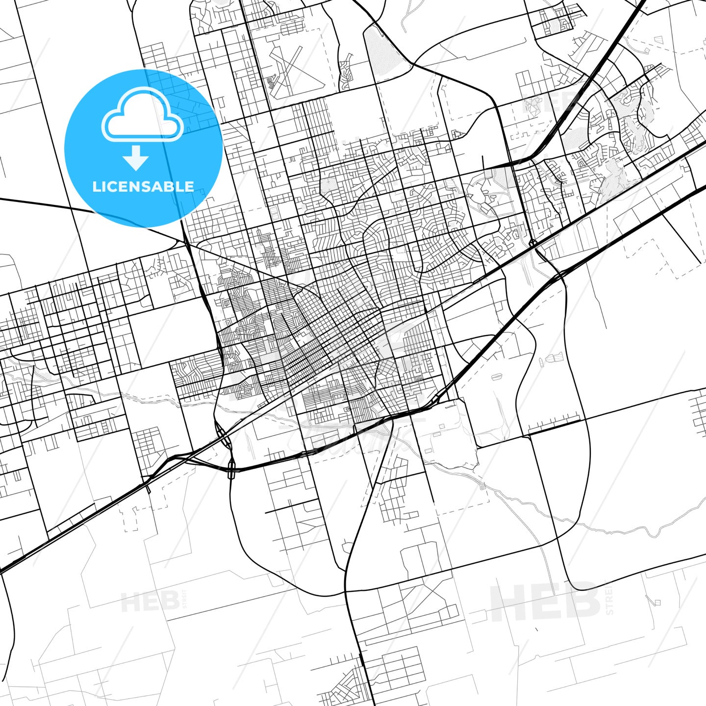 Vector PDF map of Odessa, Texas, United States