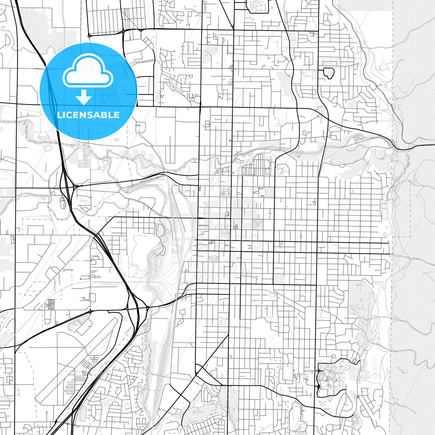 Vector PDF map of Ogden, Utah, United States