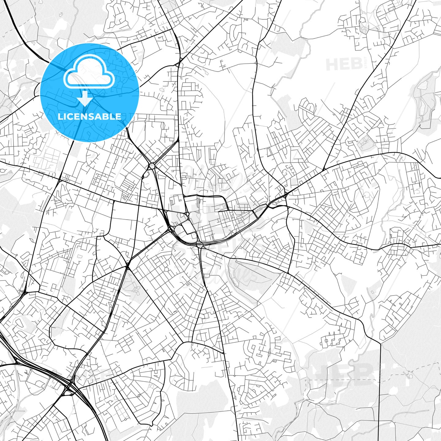 Vector PDF map of Oldham, England