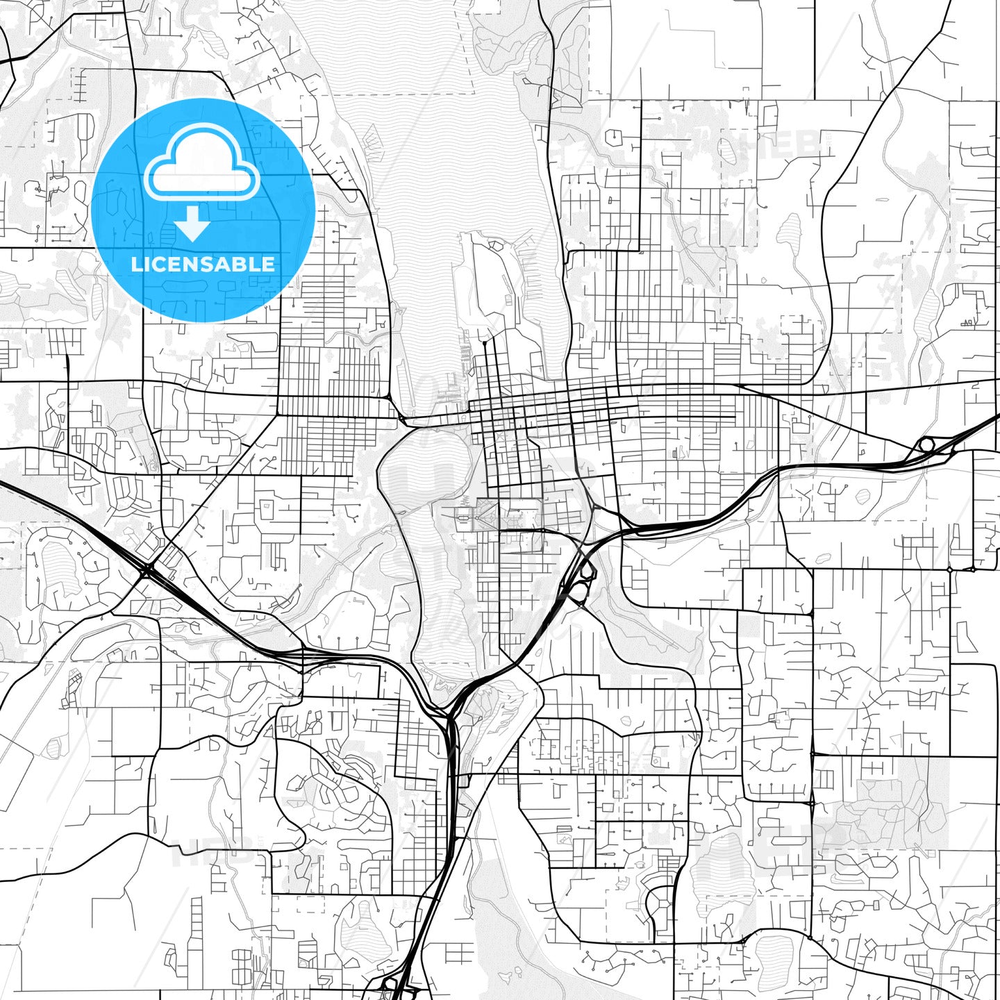 Vector PDF map of Olympia, Washington, United States