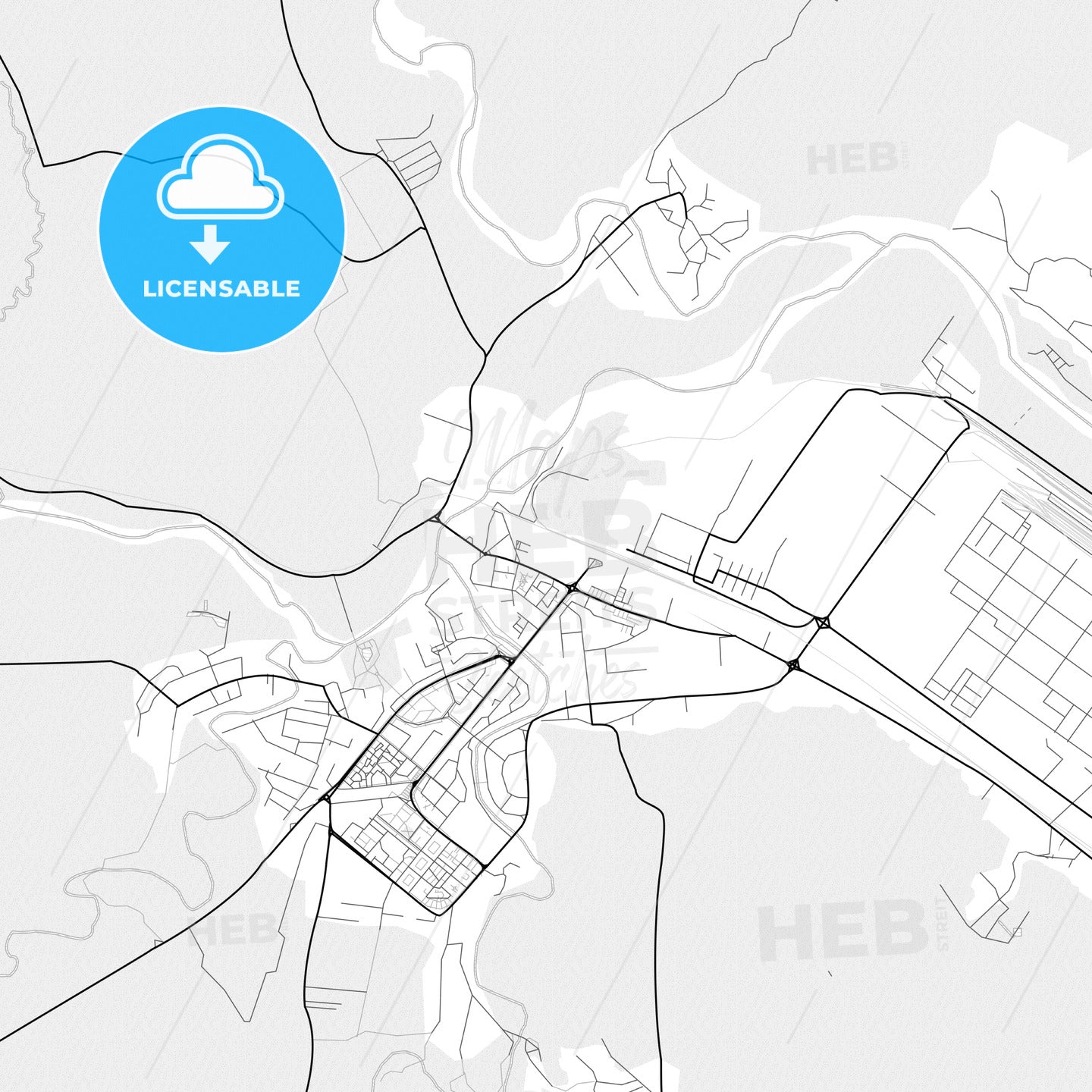 Vector PDF map of Onești, Romania - HEBSTREITS