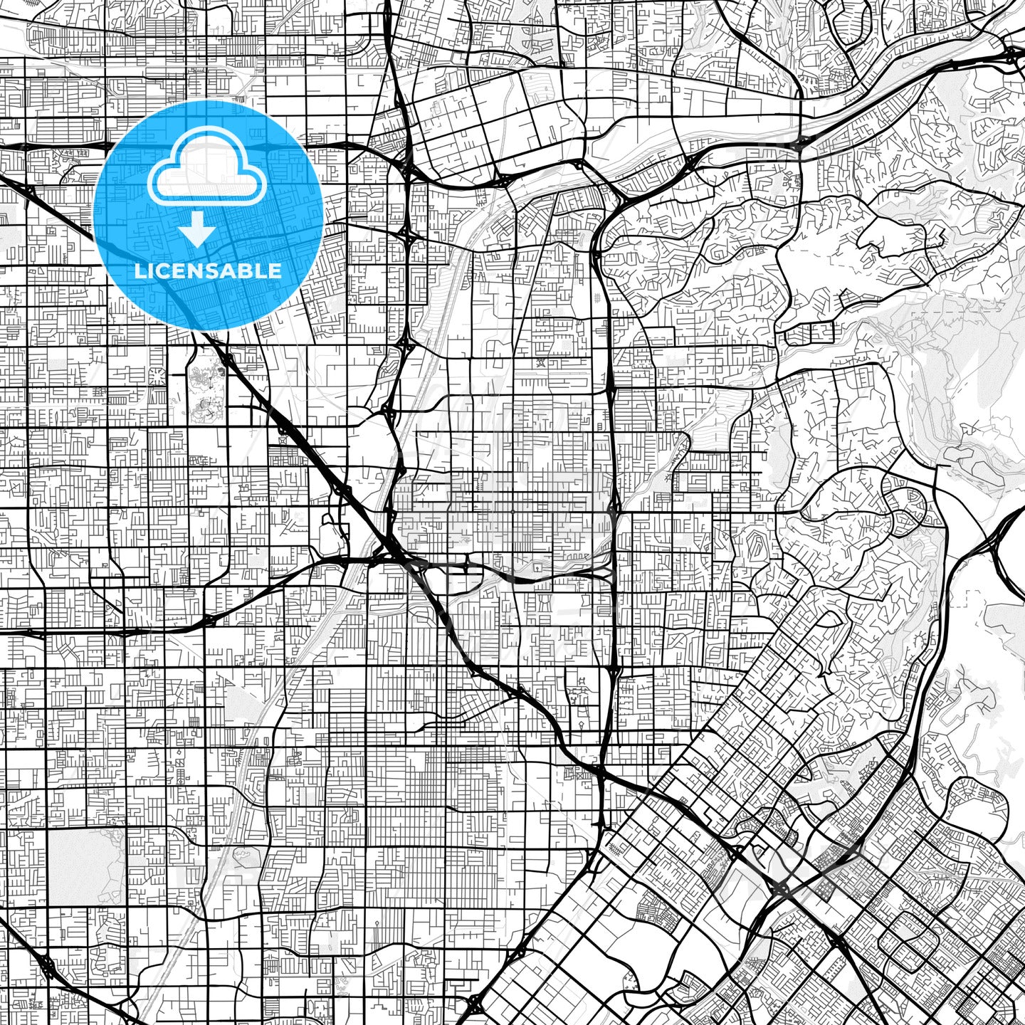 Vector PDF map of Orange, California, United States