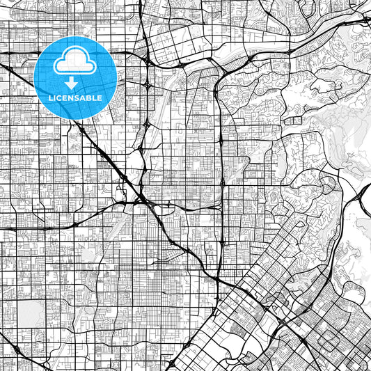 Vector PDF map of Orange, California, United States