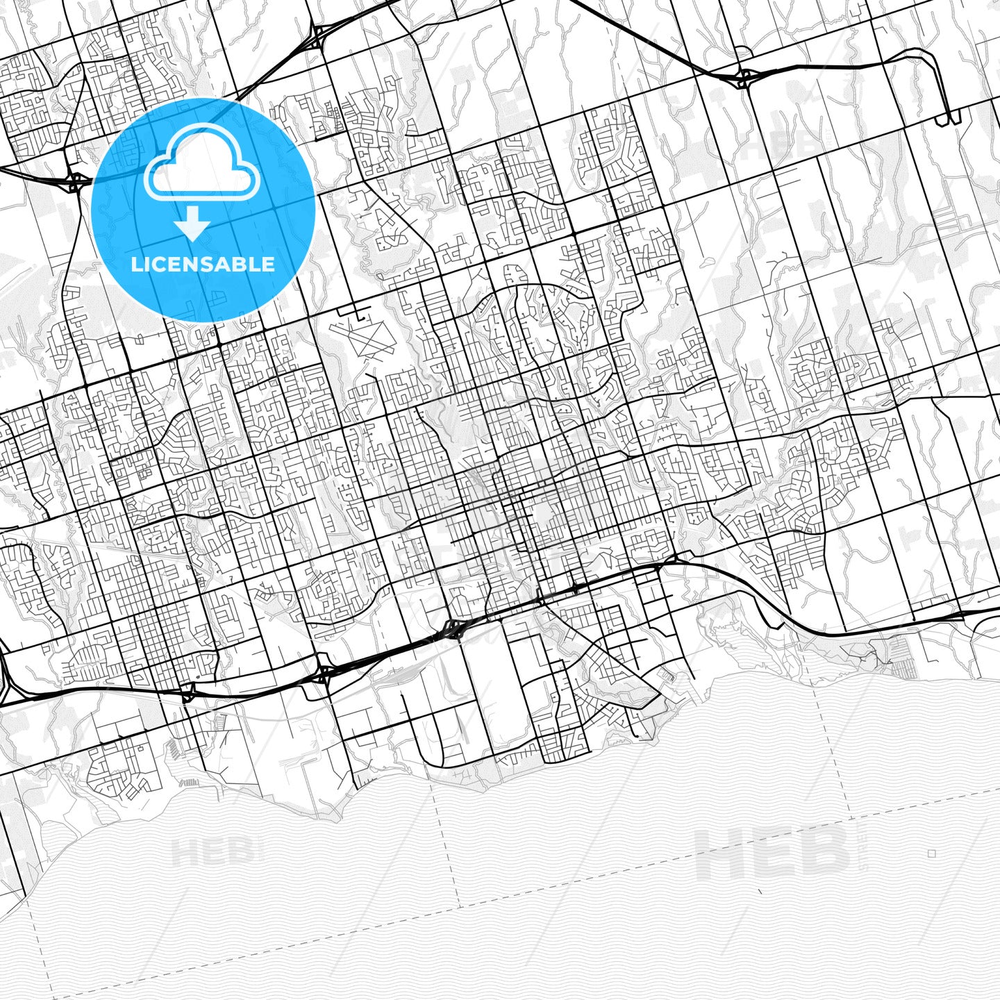 Vector PDF map of Oshawa, Canada