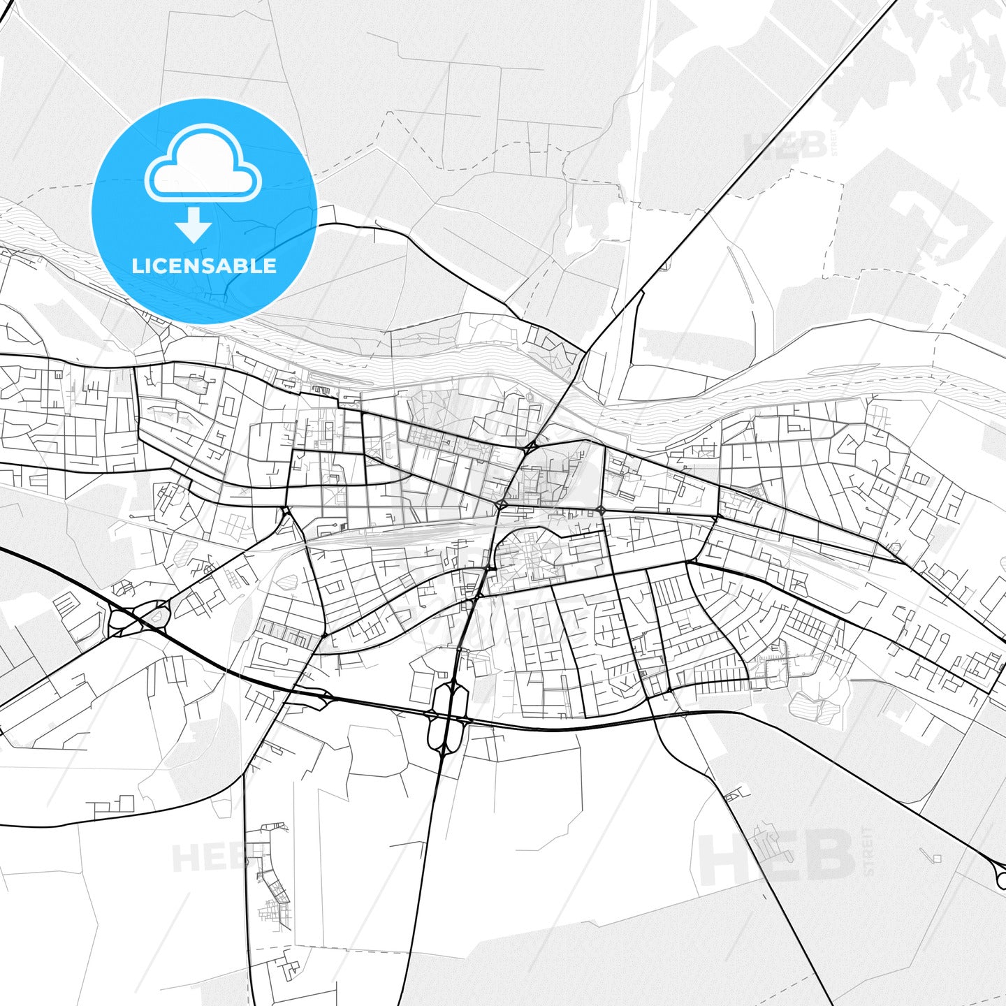 Vector PDF map of Osijek, Croatia
