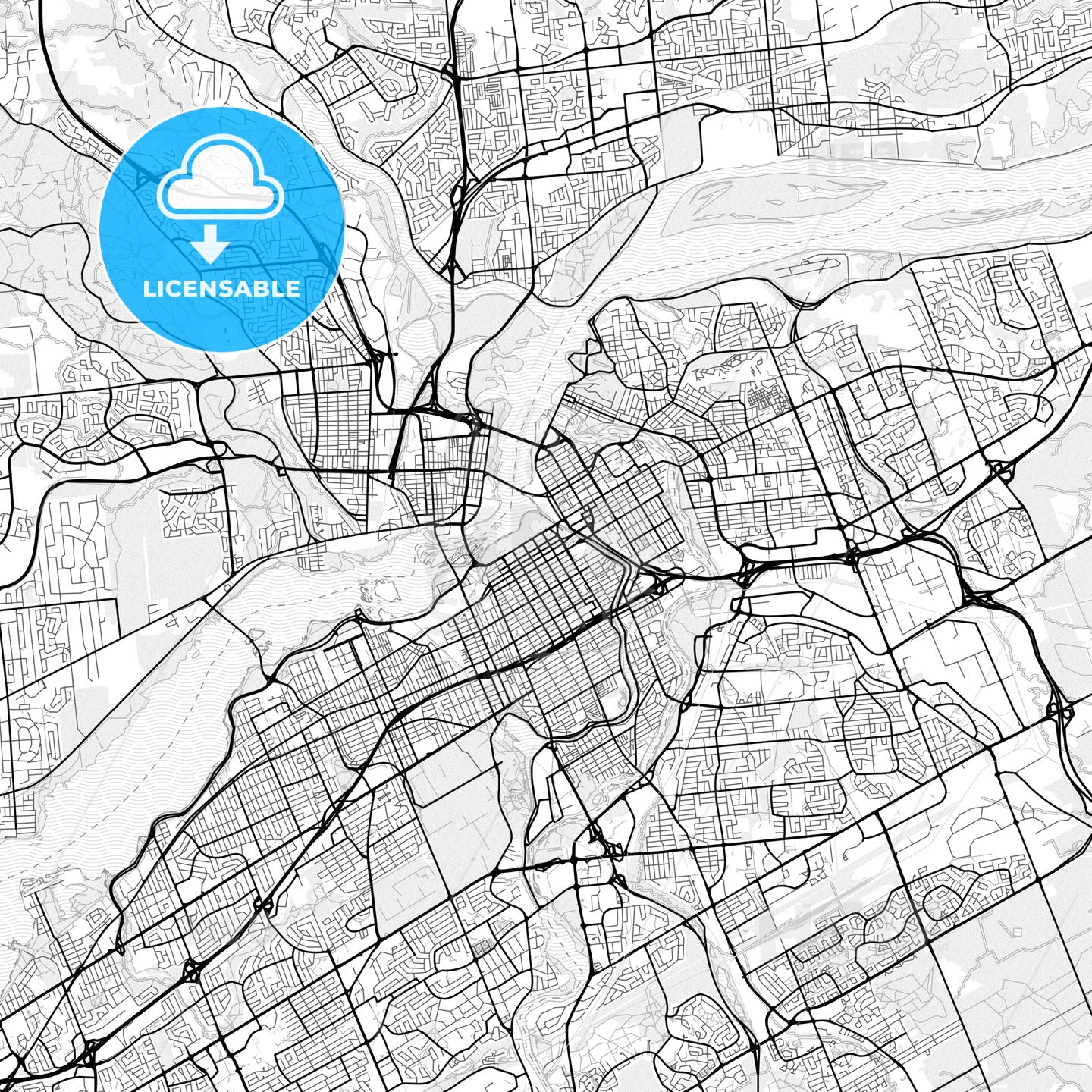 Vector PDF map of Ottawa, Canada