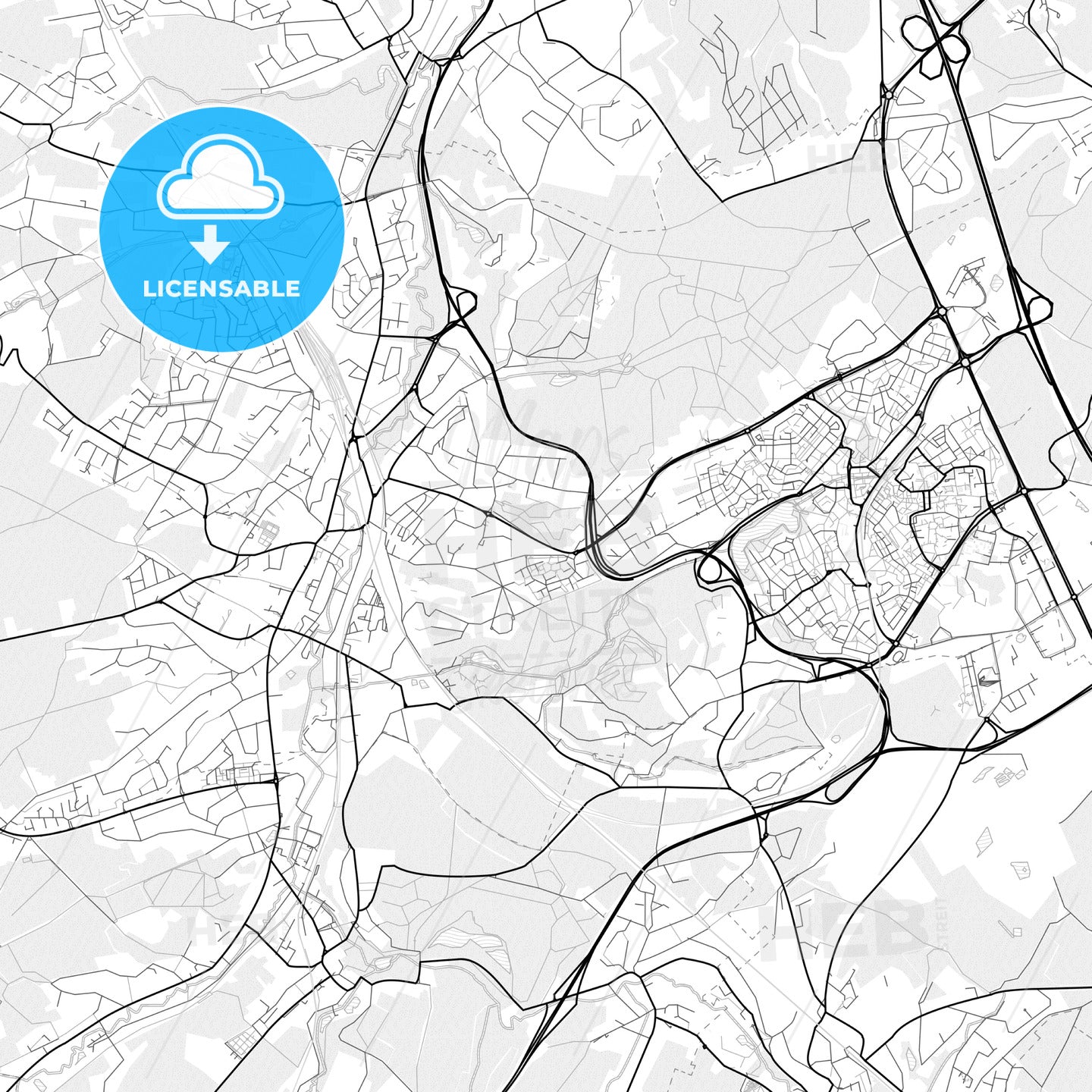 Vector PDF map of Ottignies-Louvain-la-Neuve, Belgium