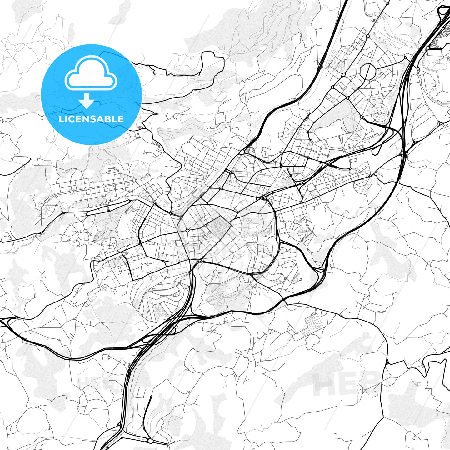 Vector PDF map of Oviedo, Spain