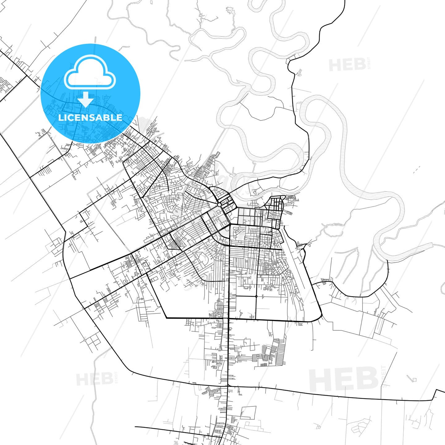 Vector PDF map of Palangka Raya, Indonesia