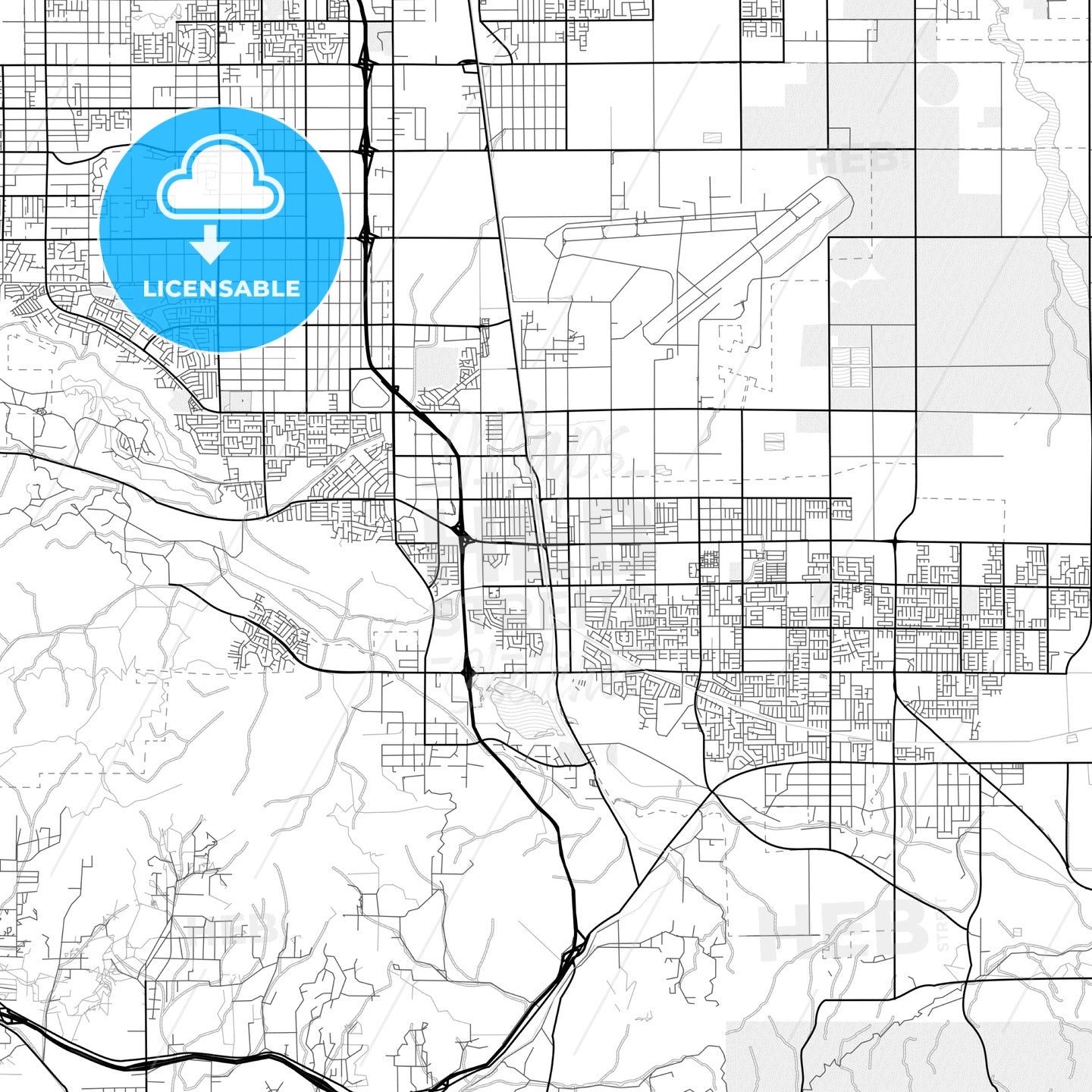 Vector PDF map of Palmdale, California, United States
