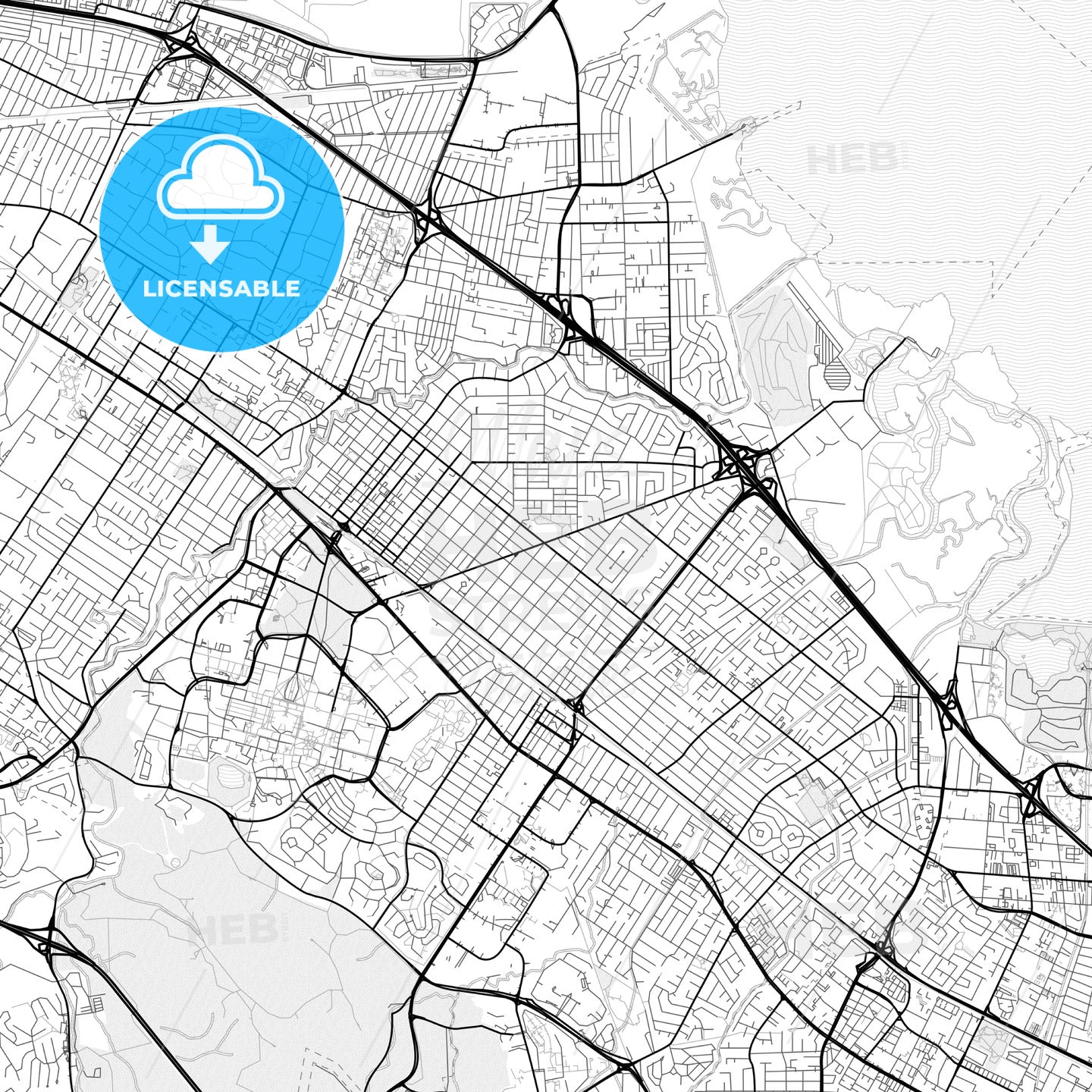 Vector PDF map of Palo Alto, California, United States