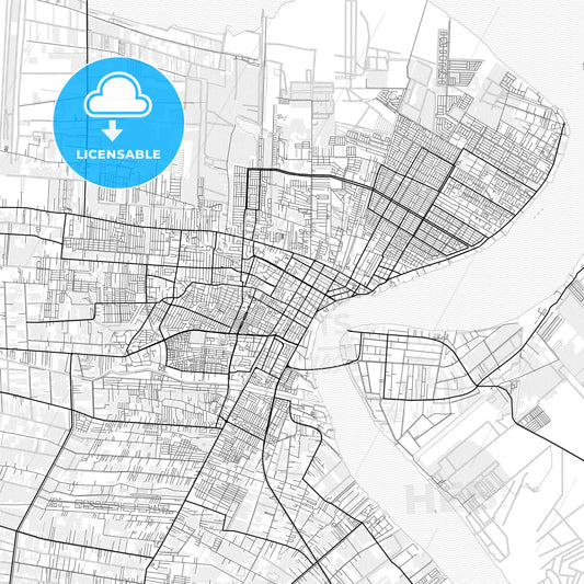 Vector PDF map of Paramaribo, Suriname