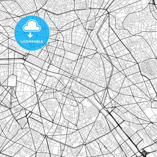 Vector PDF map of Paris, France