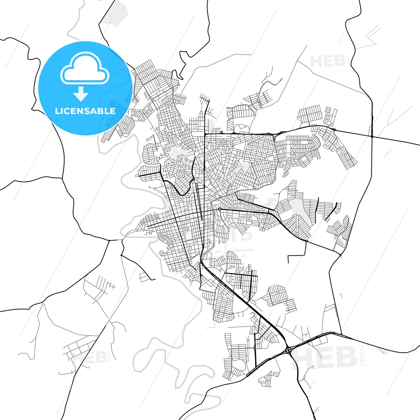 Vector PDF map of Patos de Minas, Brazil