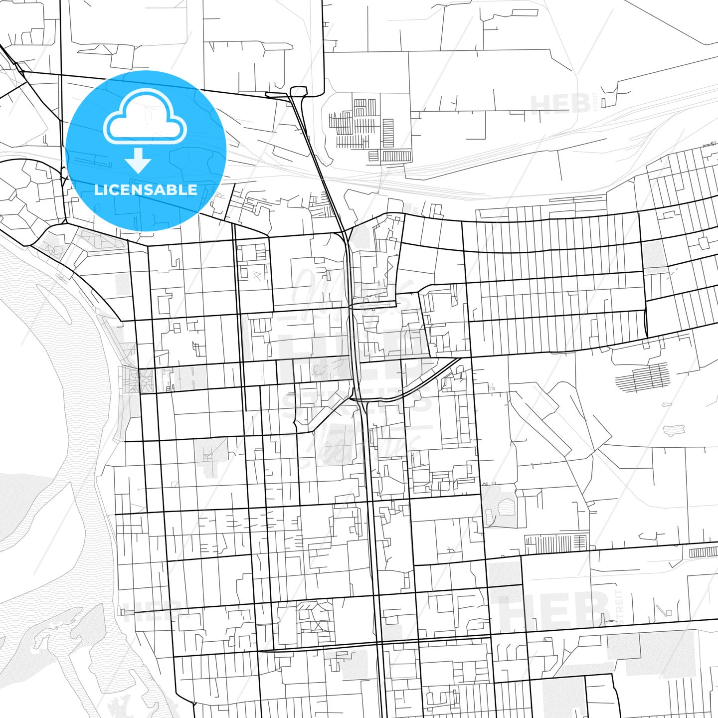 Vector PDF map of Pavlodar, Kazakhstan