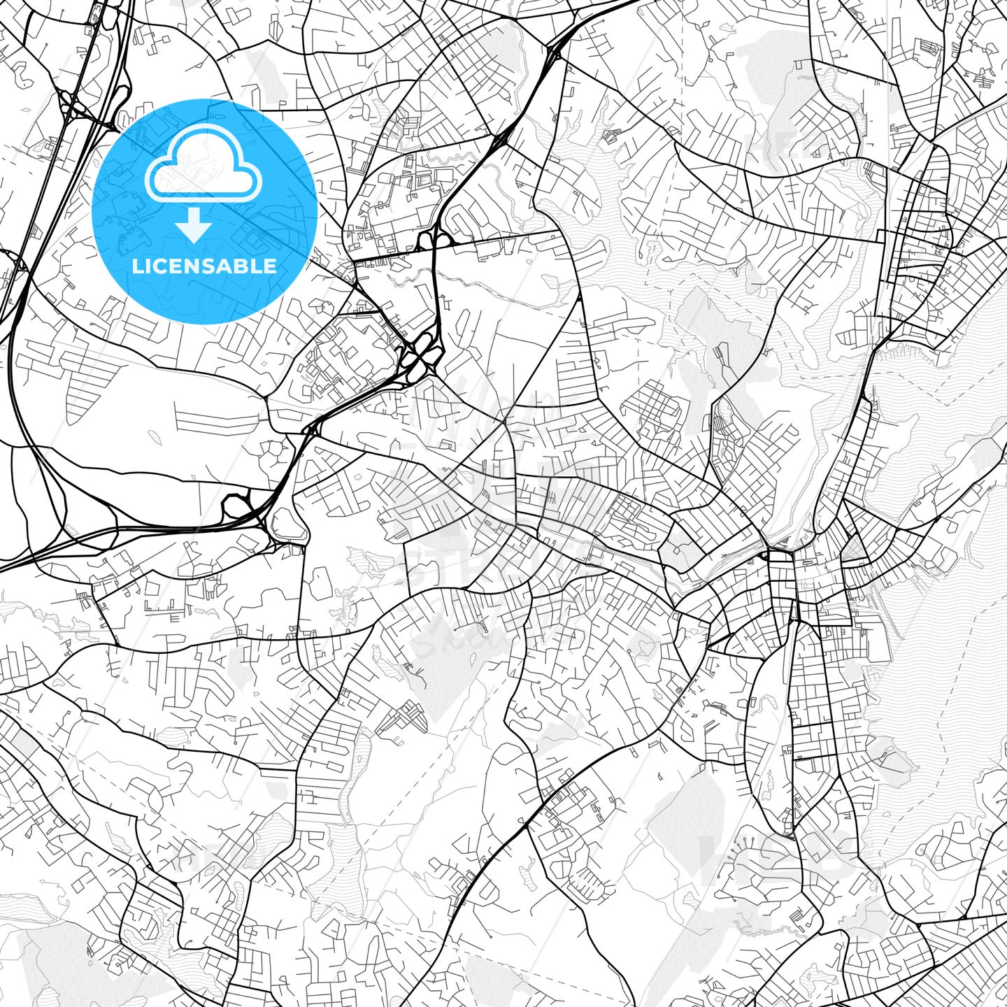 Vector PDF map of Peabody, Massachusetts, United States