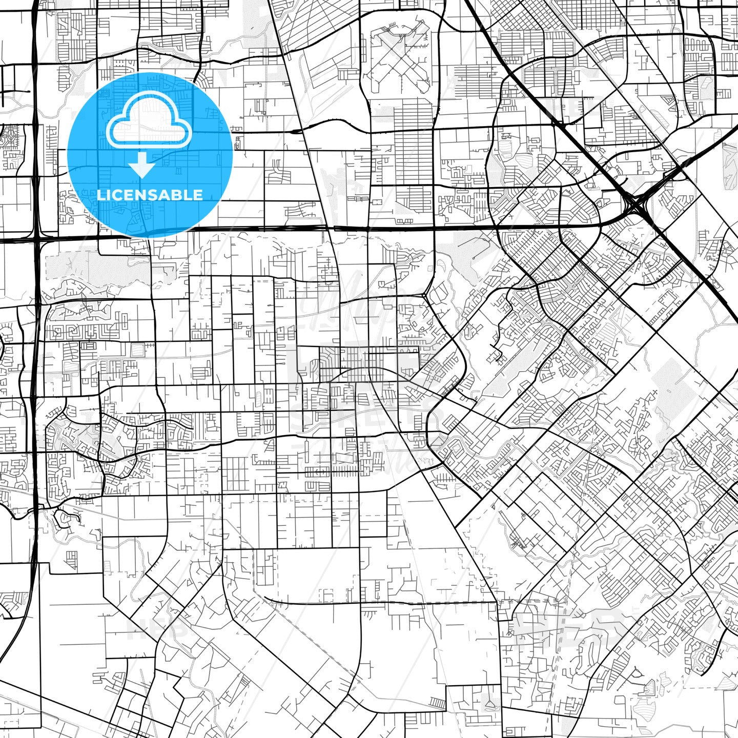 Vector PDF map of Pearland, Texas, United States