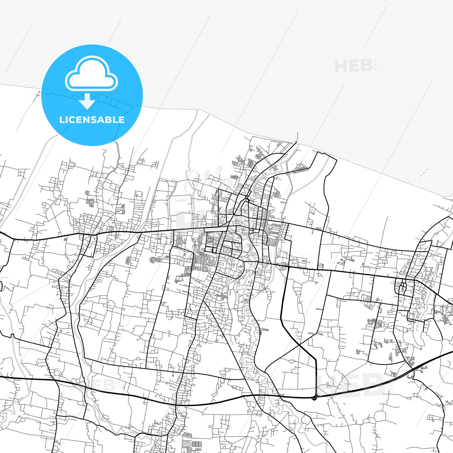 Vector PDF map of Pekalongan, Indonesia