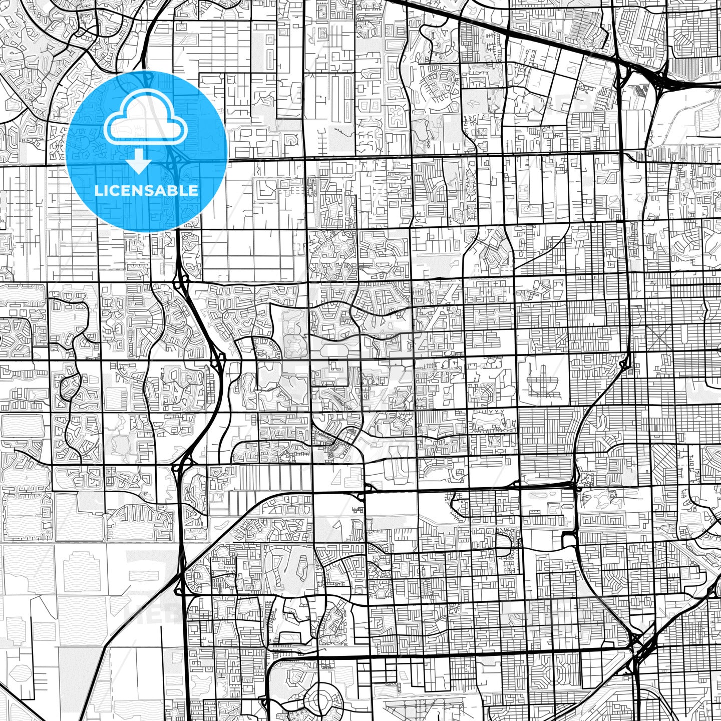 Vector PDF map of Pembroke Pines, Florida, United States