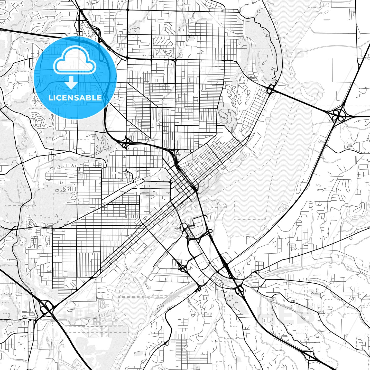 Vector PDF map of Peoria, Illinois, United States