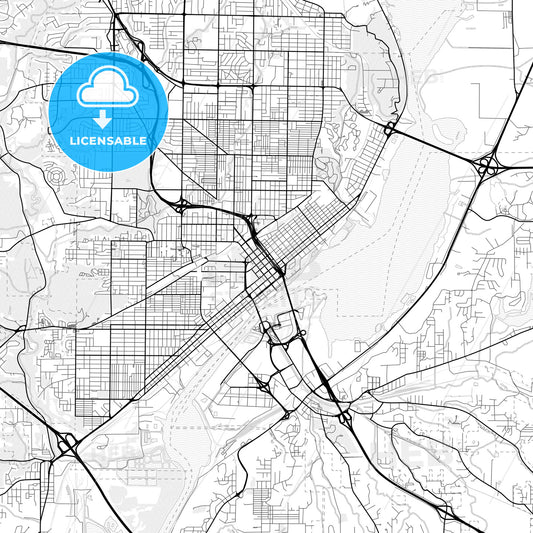 Vector PDF map of Peoria, Illinois, United States