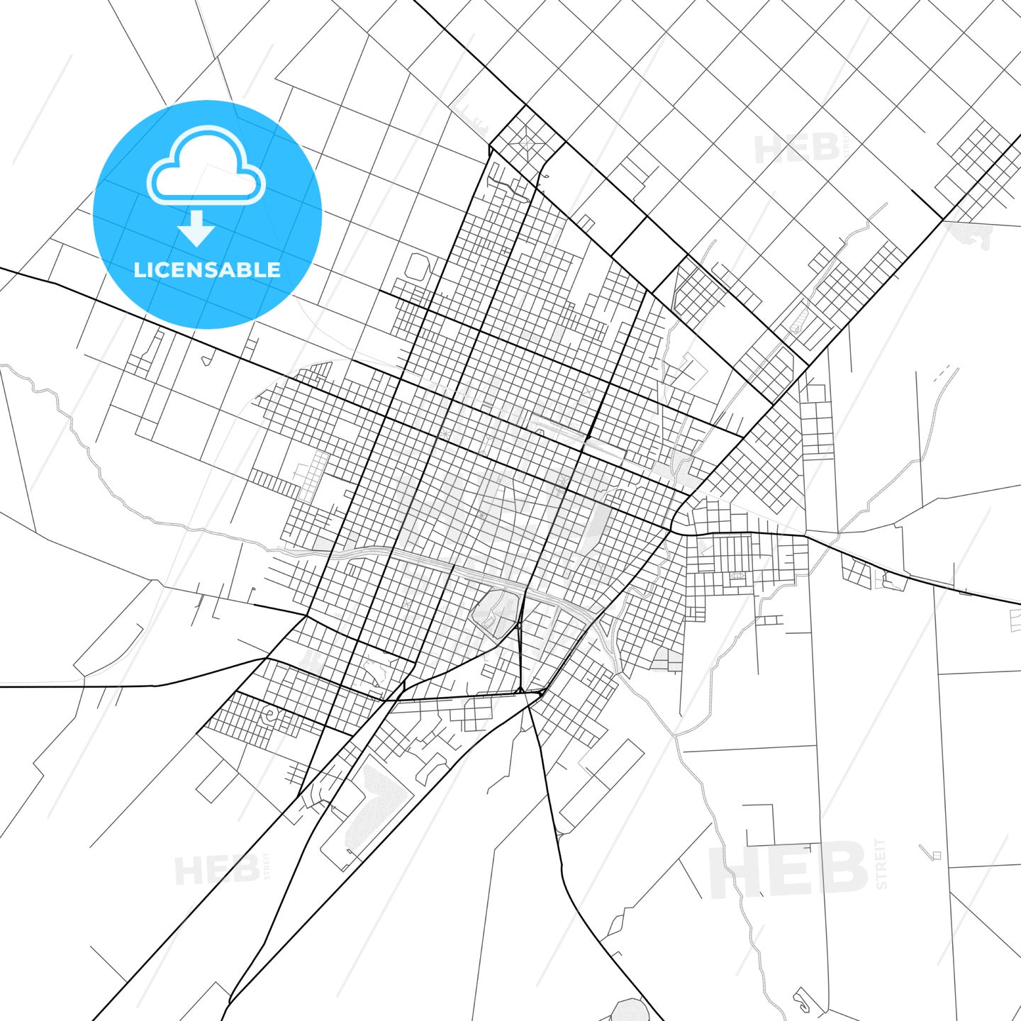 Vector PDF map of Pergamino, Argentina