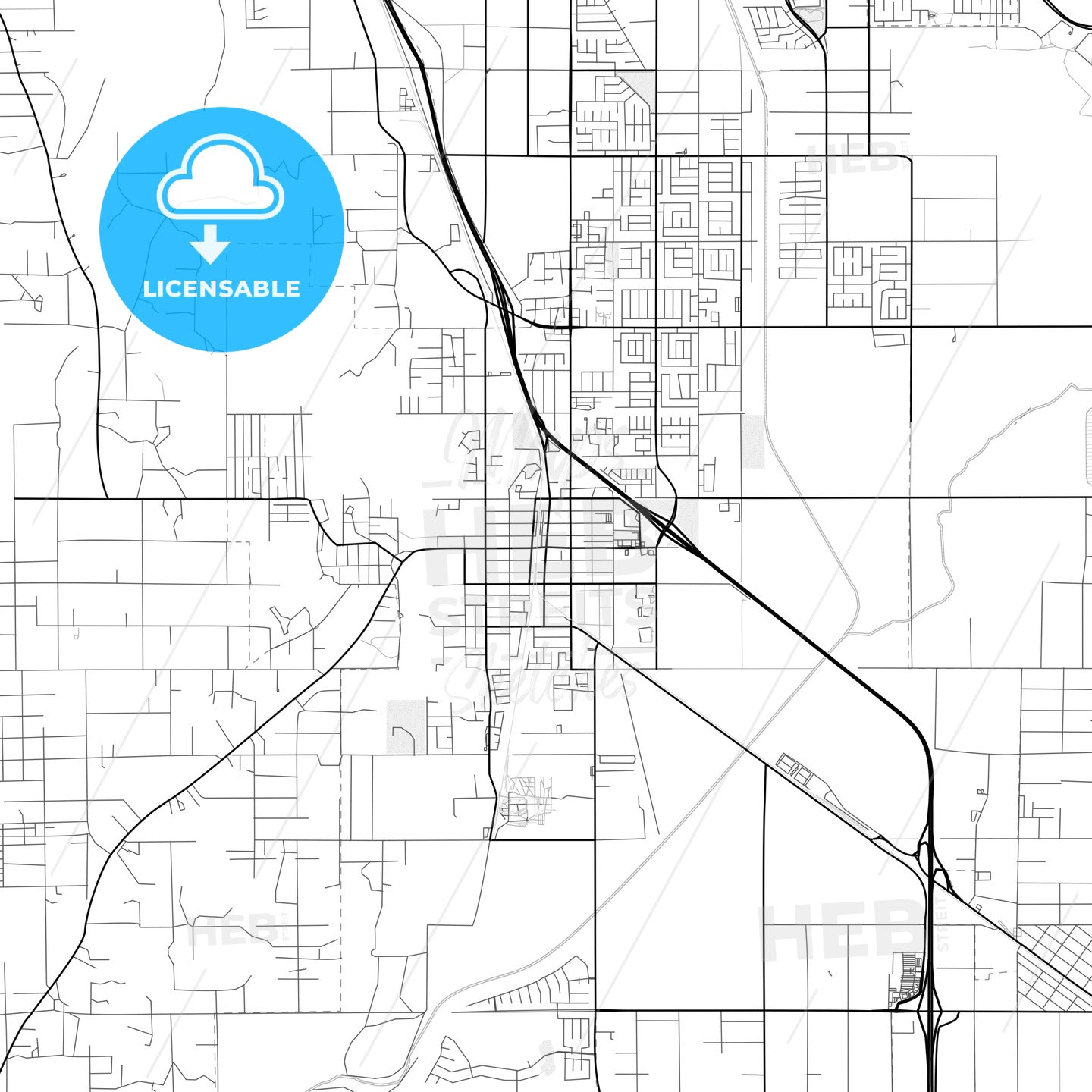 Vector PDF map of Perris, California, United States