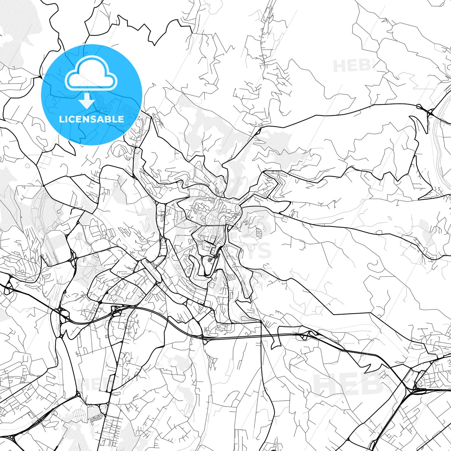 Vector PDF map of Perugia, Italy