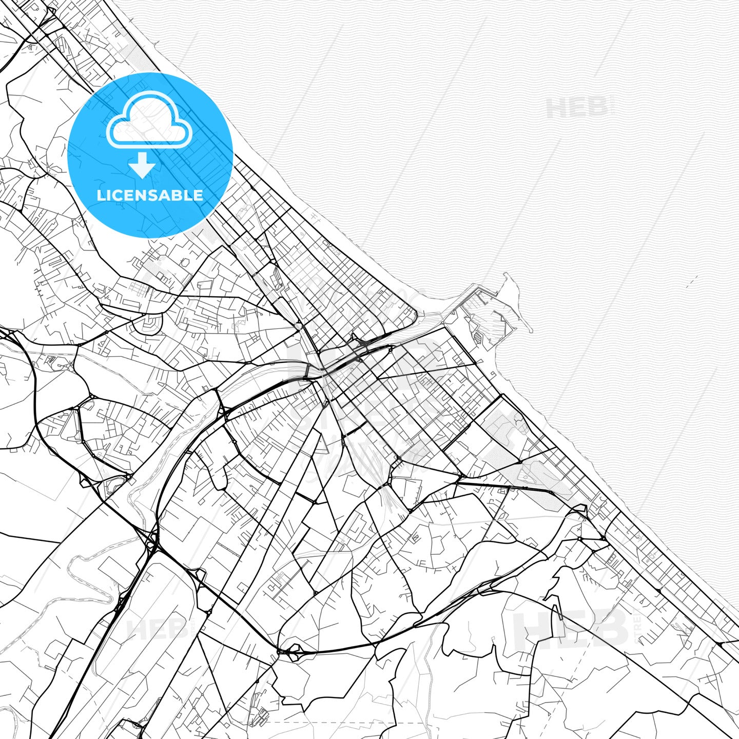 Vector PDF map of Pescara, Italy