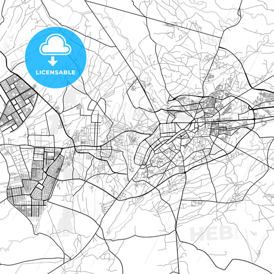 Vector PDF map of Peshawar, Pakistan