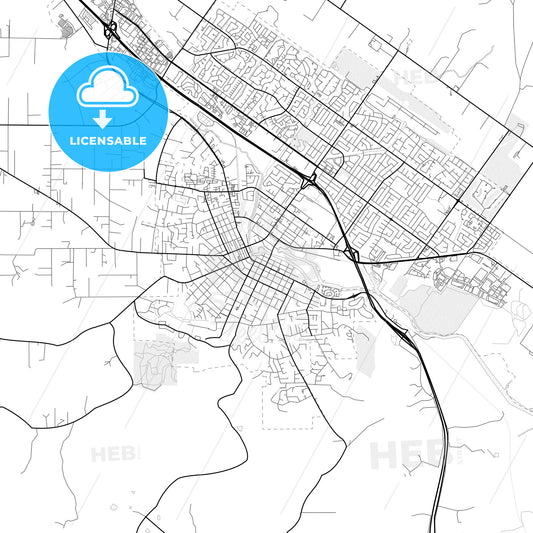 Vector PDF map of Petaluma, California, United States