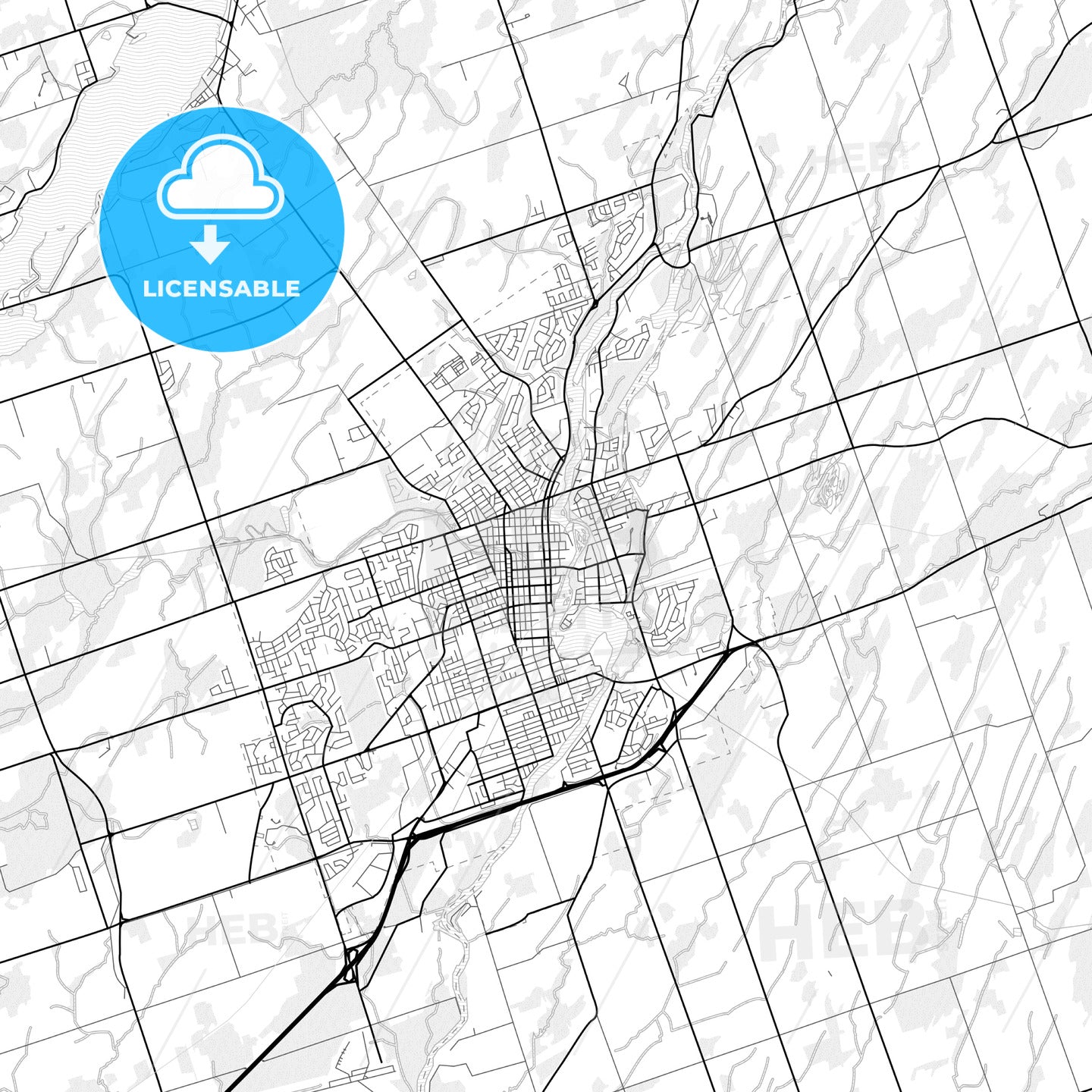 Vector PDF map of Peterborough, Canada