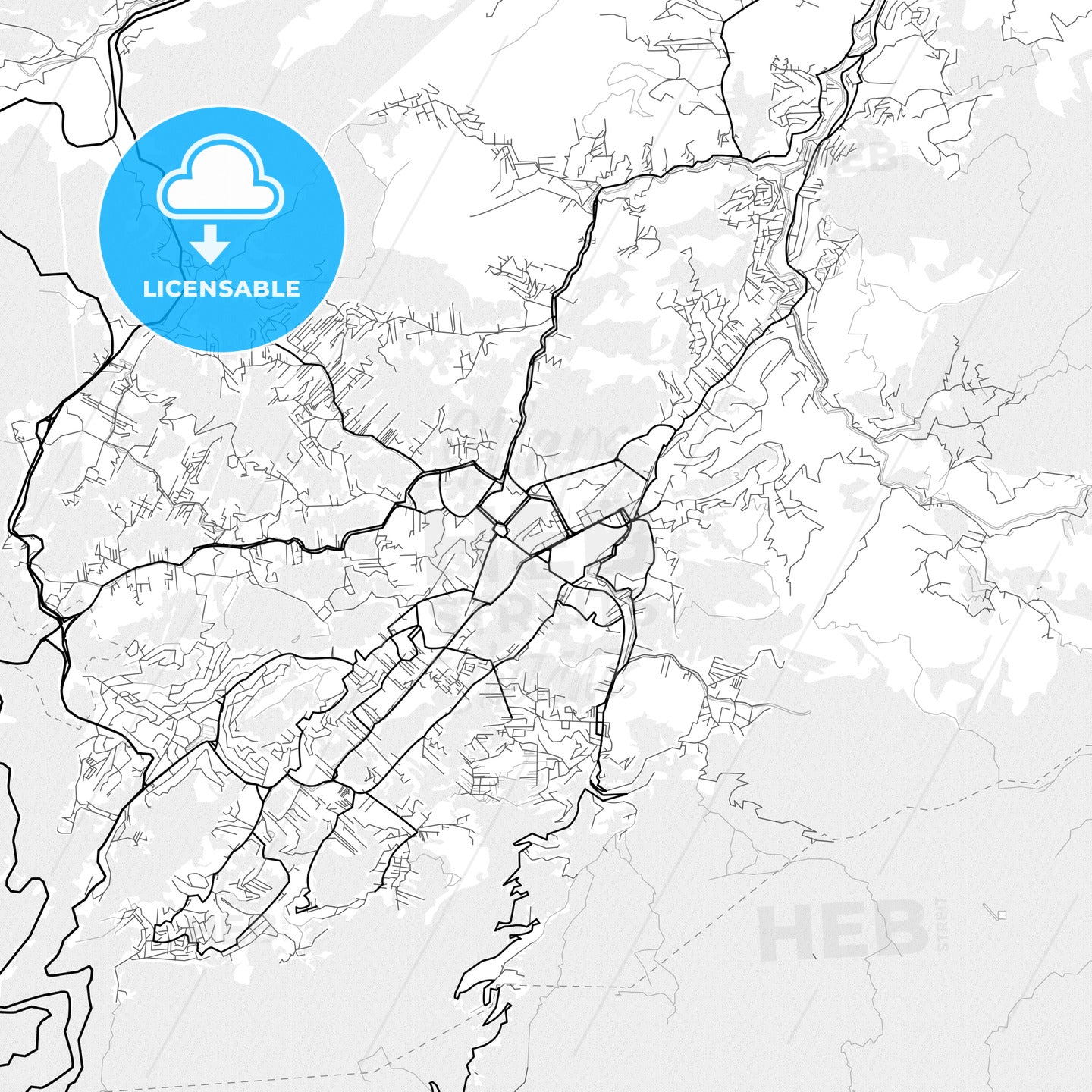 Vector PDF map of Petropolis, Brazil