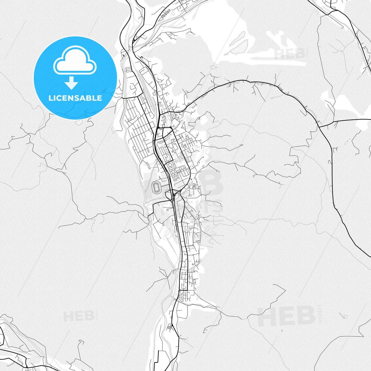 Vector PDF map of Petroșani, Romania - HEBSTREITS