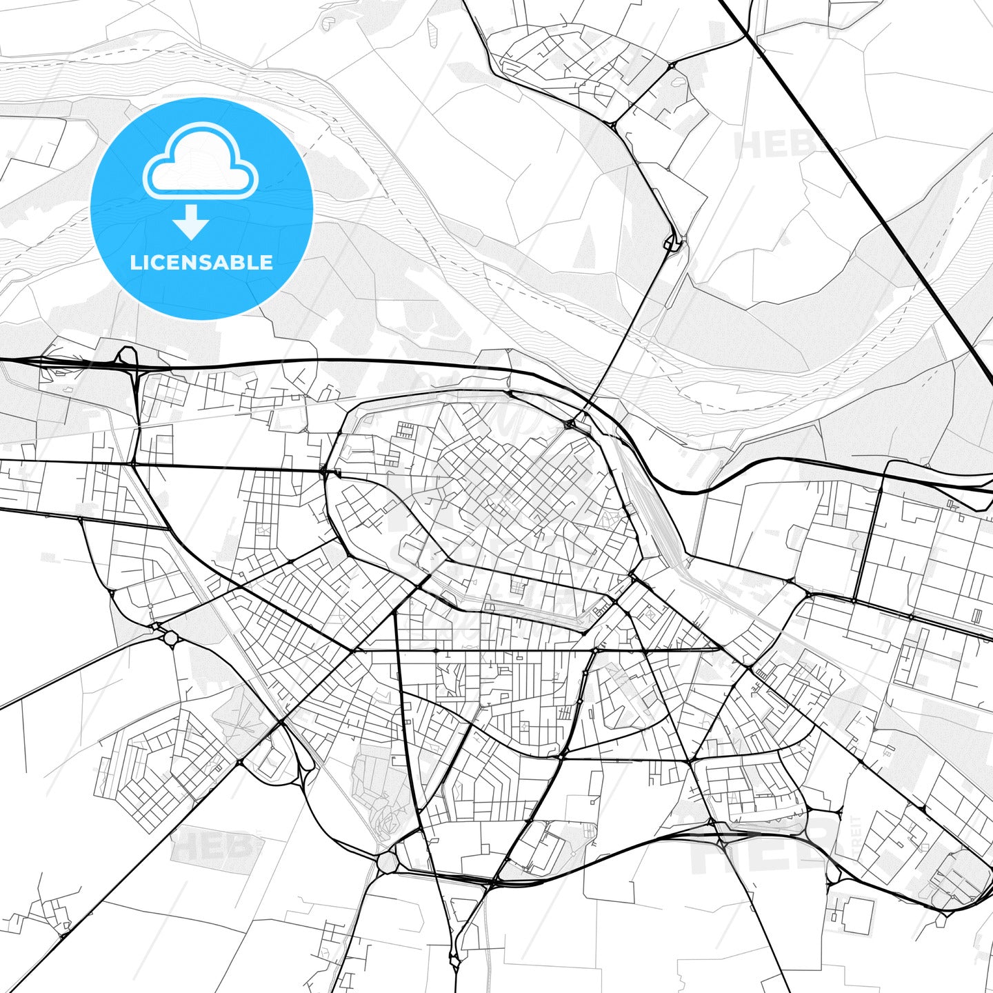 Vector PDF map of Piacenza, Italy