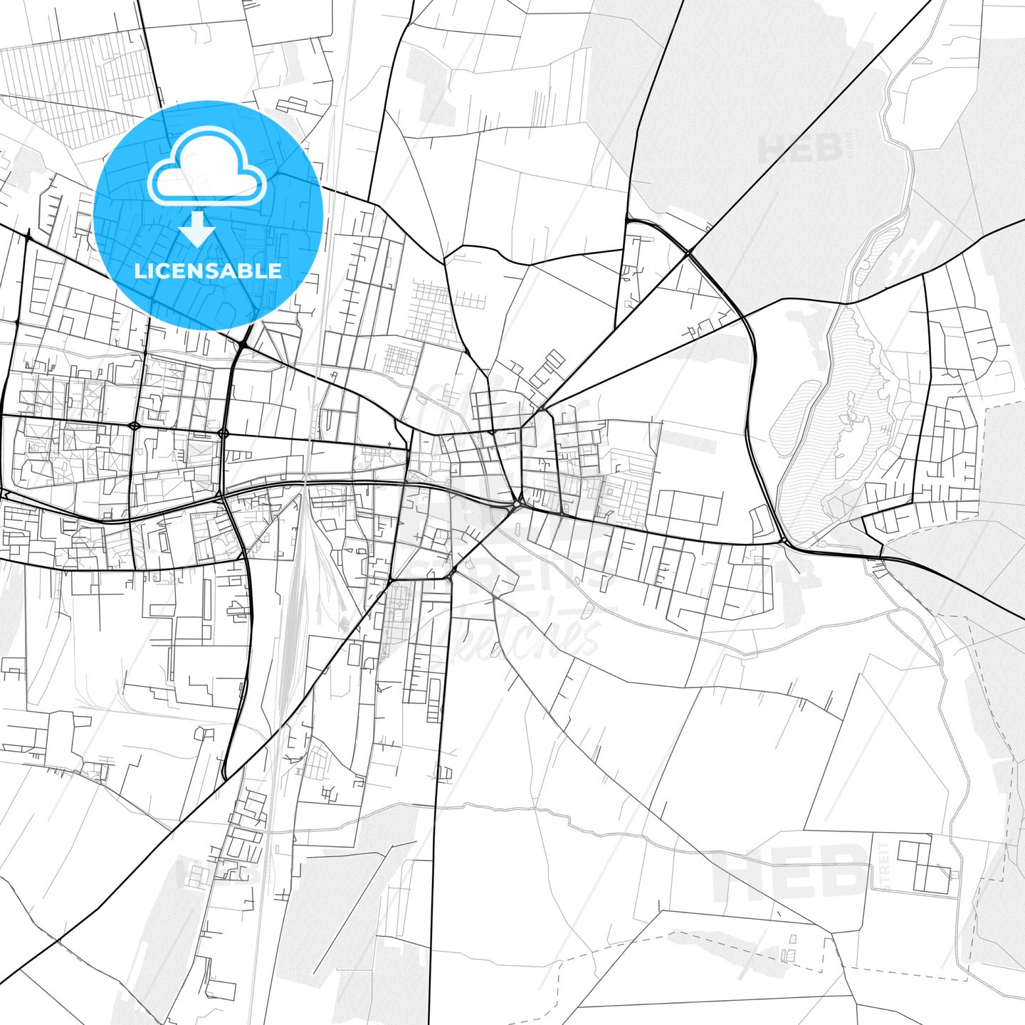 Vector PDF map of Piotrków Trybunalski, Poland - HEBSTREITS