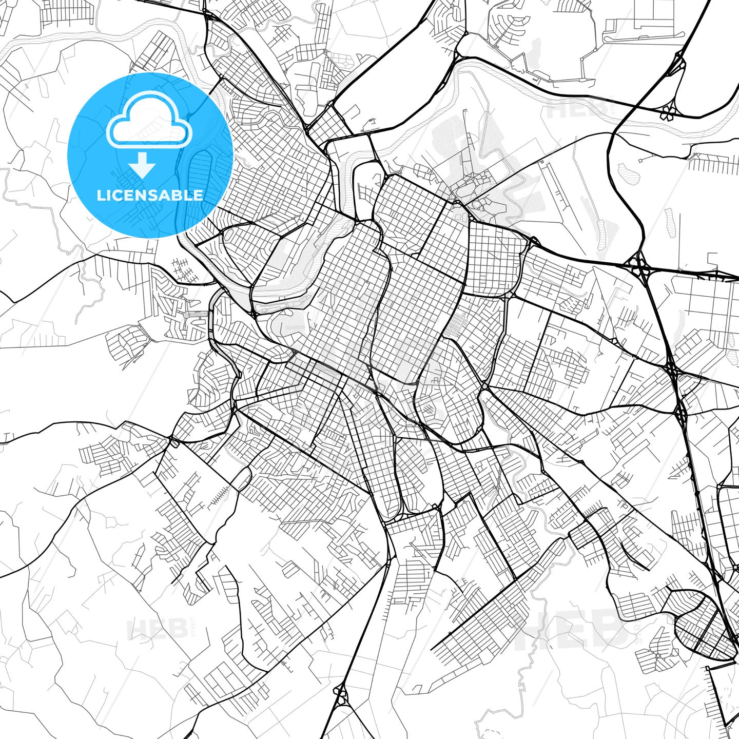 Vector PDF map of Piracicaba, Brazil