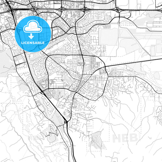 Vector PDF map of Pleasanton, California, United States