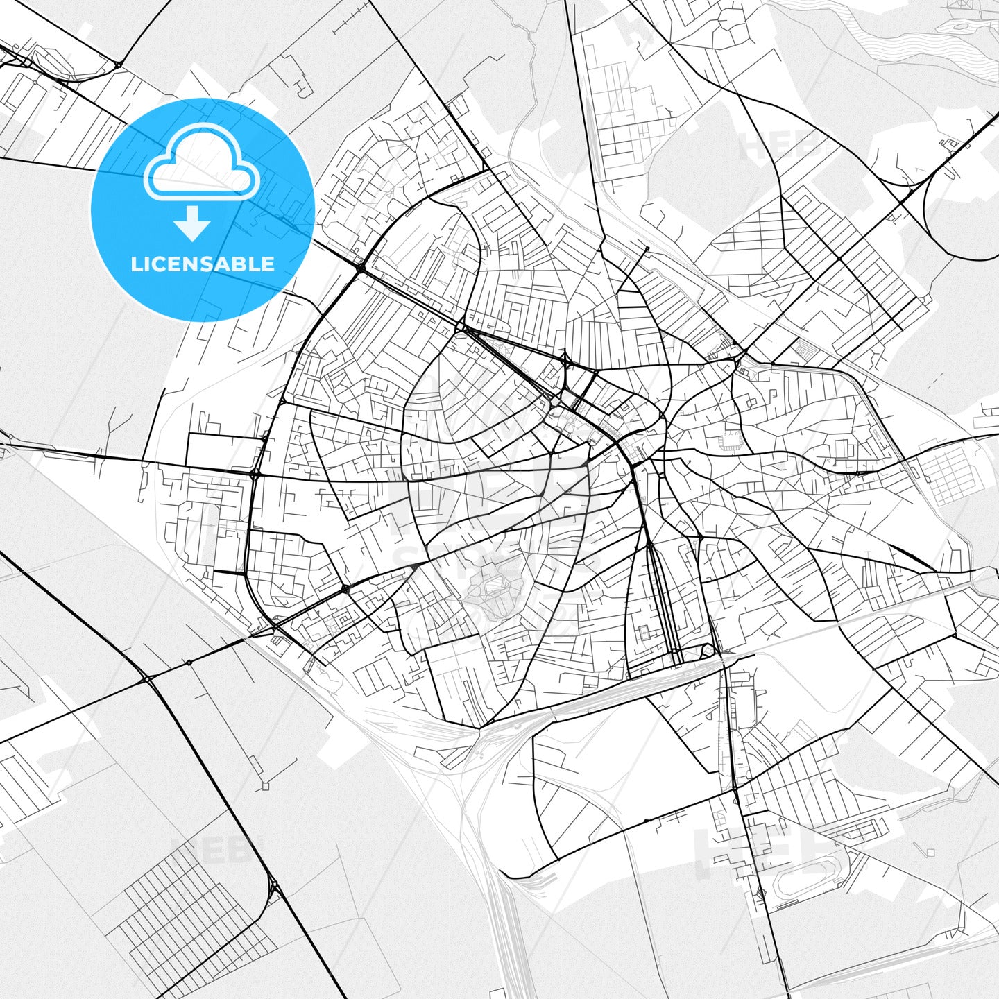 Vector PDF map of Ploiești, Romania