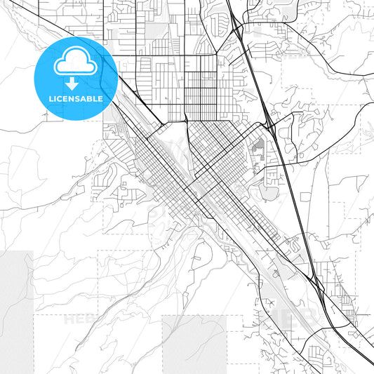 Vector PDF map of Pocatello, Idaho, United States