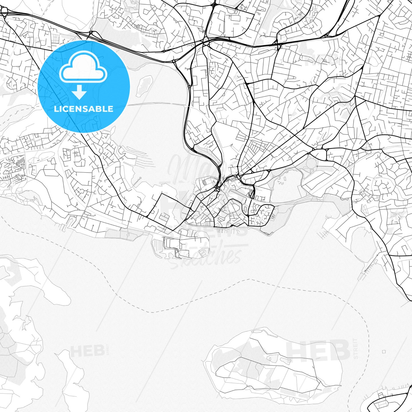 Vector PDF map of Poole, England