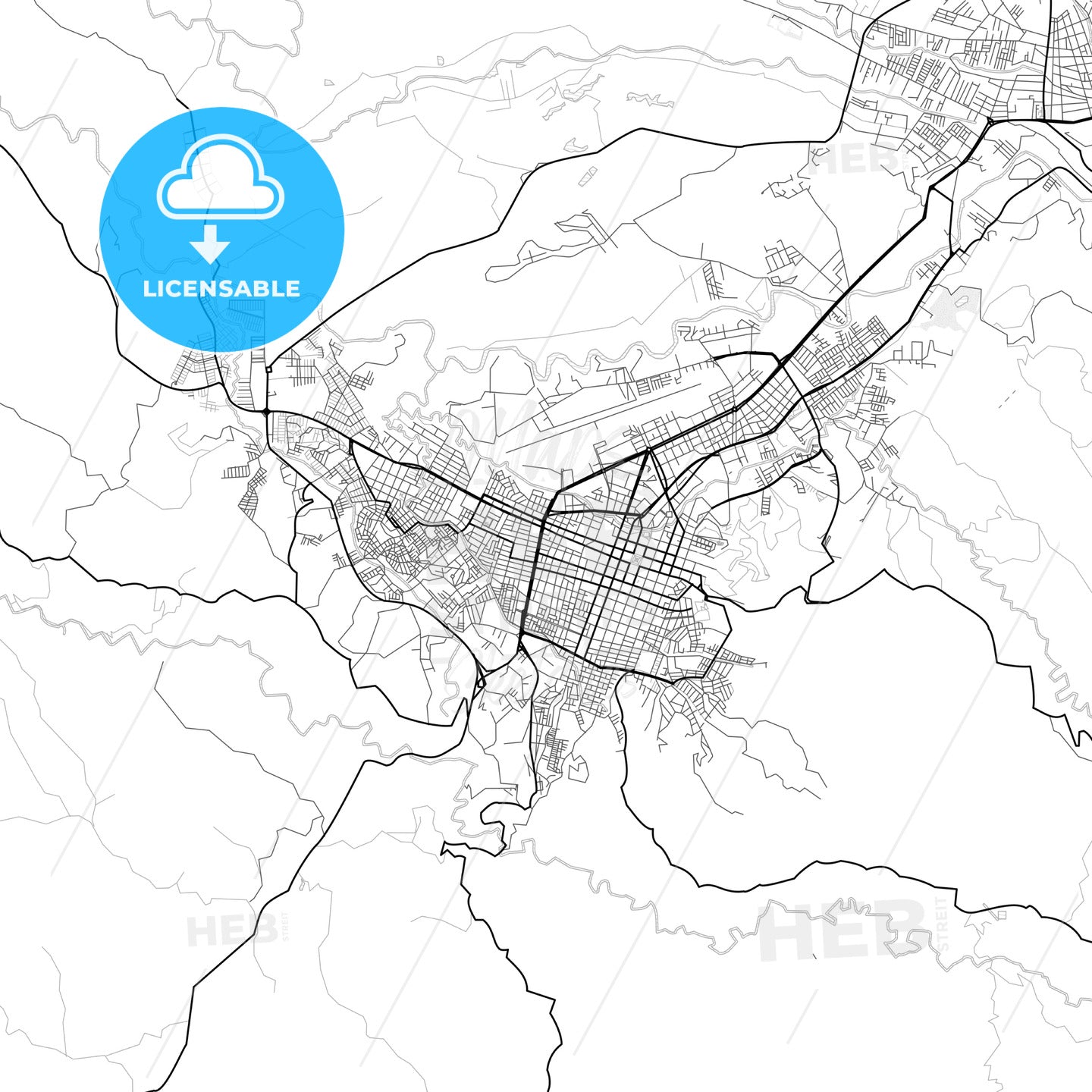 Vector PDF map of Popayan, Colombia